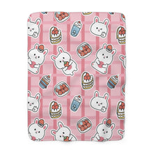 Load image into Gallery viewer, Bunnies And Strawberries Sherpa Fleece Blanket