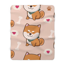 Load image into Gallery viewer, Shiba Inu Love Sherpa Fleece Blanket