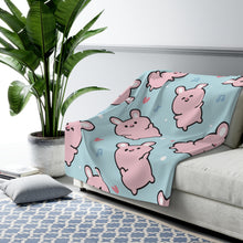 Load image into Gallery viewer, Cute Pink Rabbits Sherpa Fleece Blanket