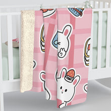 Load image into Gallery viewer, Bunnies And Strawberries Sherpa Fleece Blanket