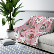 Load image into Gallery viewer, Bunnies And Strawberries Sherpa Fleece Blanket