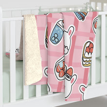 Load image into Gallery viewer, Bunnies And Strawberries Sherpa Fleece Blanket
