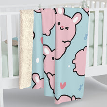 Load image into Gallery viewer, Cute Pink Rabbits Sherpa Fleece Blanket