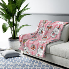 Load image into Gallery viewer, Bunnies And Strawberries Sherpa Fleece Blanket
