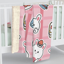 Load image into Gallery viewer, Bunnies And Strawberries Sherpa Fleece Blanket
