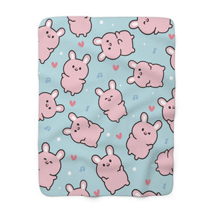 Cute Pink Rabbits Sherpa Fleece Blanket