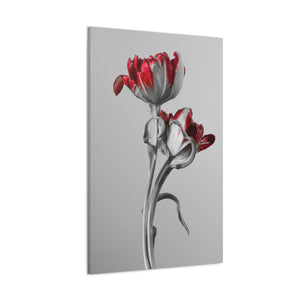 Red And Grey Tulips - Wrapped Canvas Art