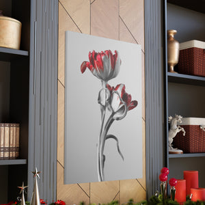 Red And Grey Tulips - Wrapped Canvas Art