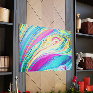 Rainbow Marble Swirls - Wrapped Canvas Art